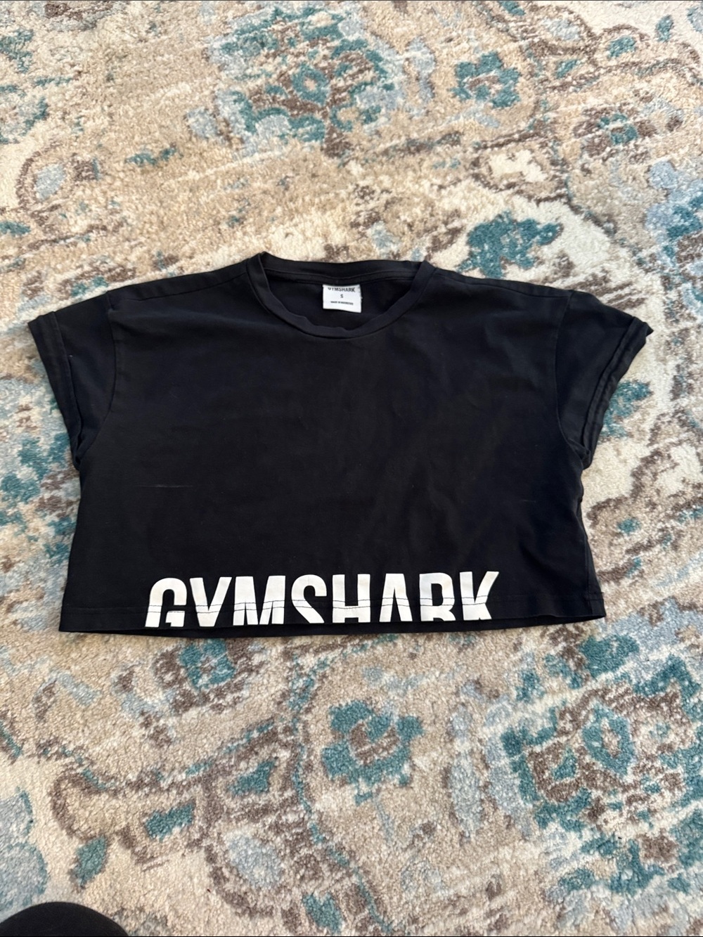 Gymshark Black Crop Tee with White Logo